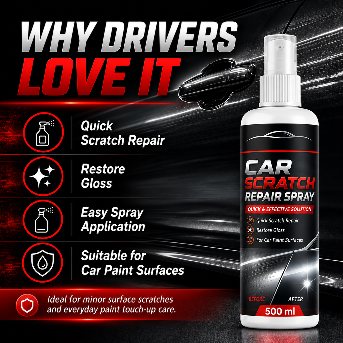 PACK OF 2 Universal Car Scratch Repair Spray (500 ml)