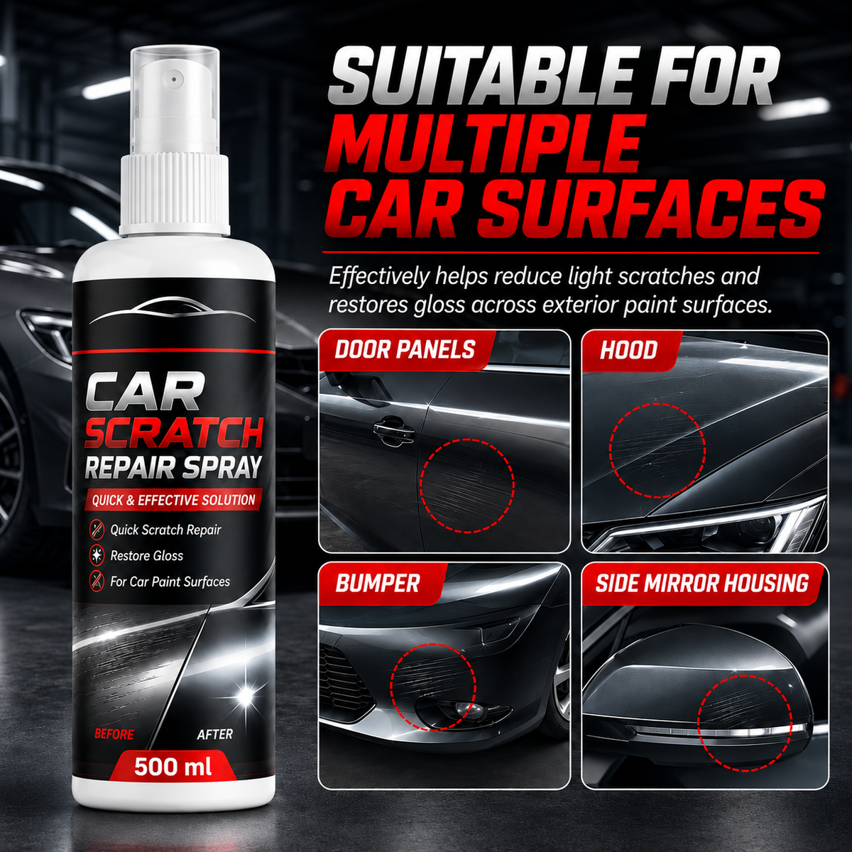 PACK OF 2 Universal Car Scratch Repair Spray (500 ml)