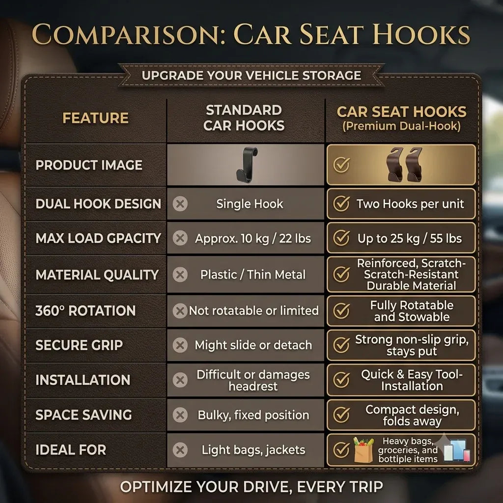 RideGlint™ Car Headrest Bag Hook